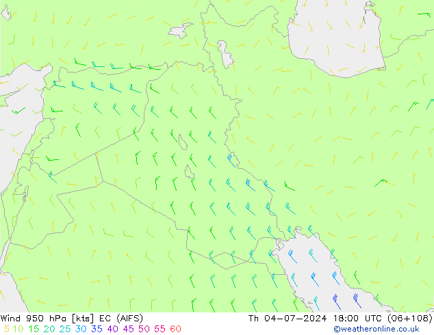 Wind 950 hPa EC (AIFS) do 04.07.2024 18 UTC