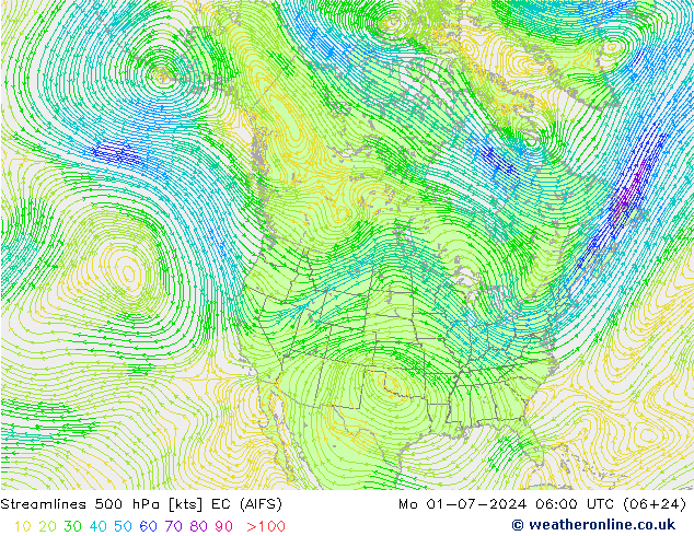 风 500 hPa EC (AIFS) 星期一 01.07.2024 06 UTC