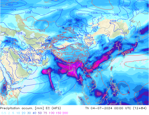 Totale neerslag EC (AIFS) do 04.07.2024 00 UTC