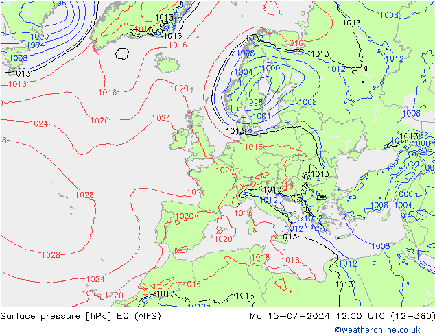 地面气压 EC (AIFS) 星期一 15.07.2024 12 UTC