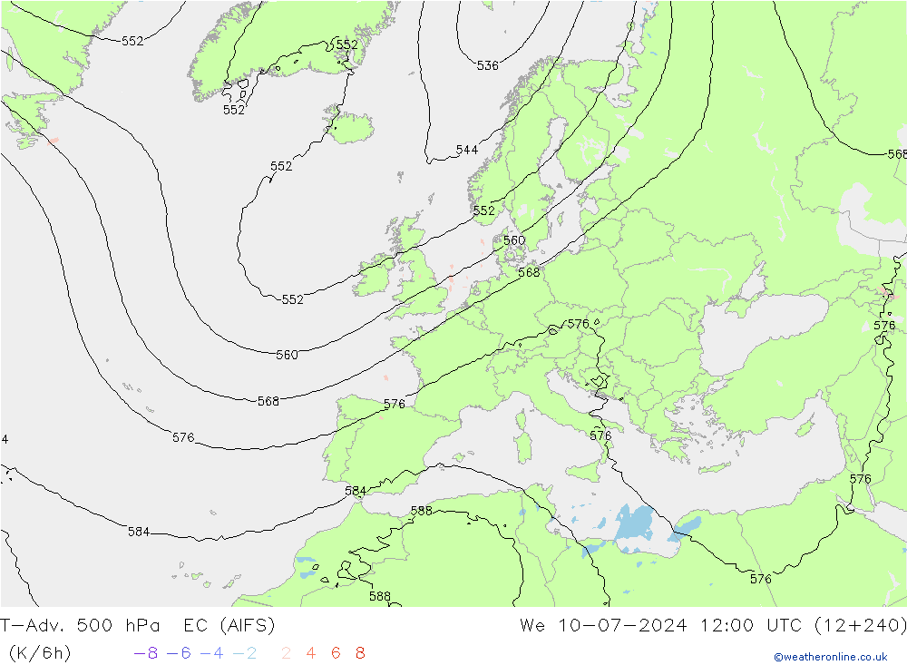 T-Adv. 500 hPa EC (AIFS) wo 10.07.2024 12 UTC