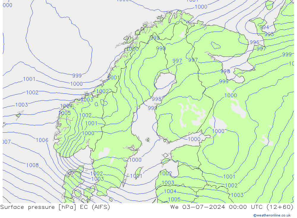Luchtdruk (Grond) EC (AIFS) wo 03.07.2024 00 UTC