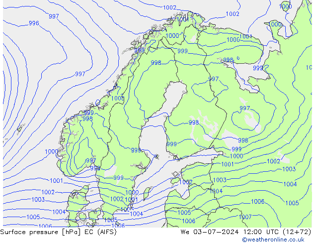 Luchtdruk (Grond) EC (AIFS) wo 03.07.2024 12 UTC