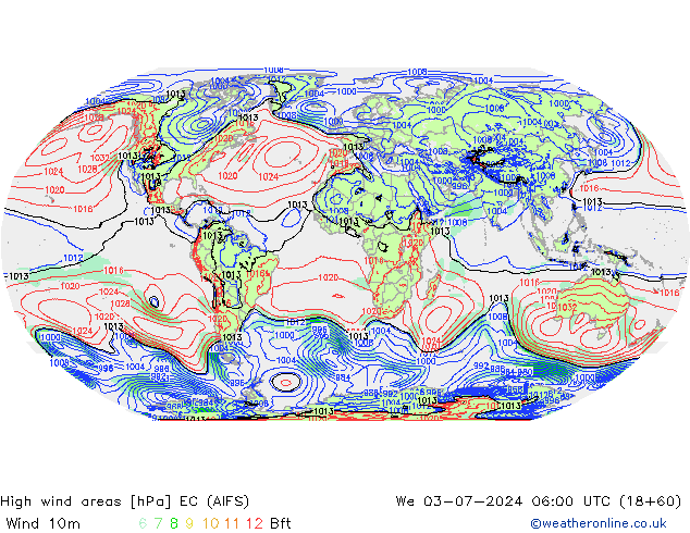 Windvelden EC (AIFS) wo 03.07.2024 06 UTC