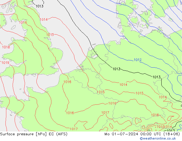 地面气压 EC (AIFS) 星期一 01.07.2024 00 UTC