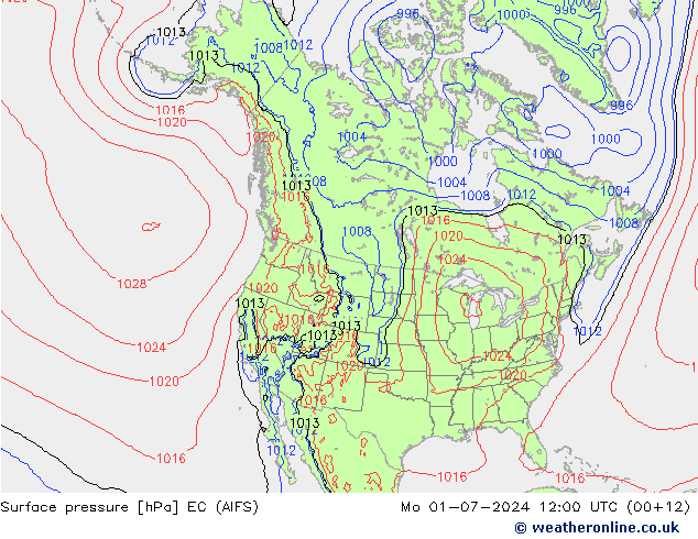 地面气压 EC (AIFS) 星期一 01.07.2024 12 UTC
