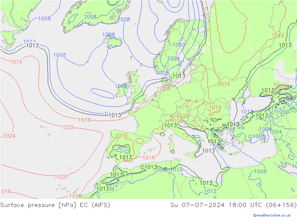 Luchtdruk (Grond) EC (AIFS) zo 07.07.2024 18 UTC
