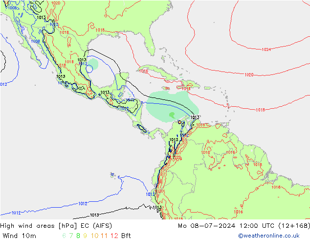 Windvelden EC (AIFS) ma 08.07.2024 12 UTC