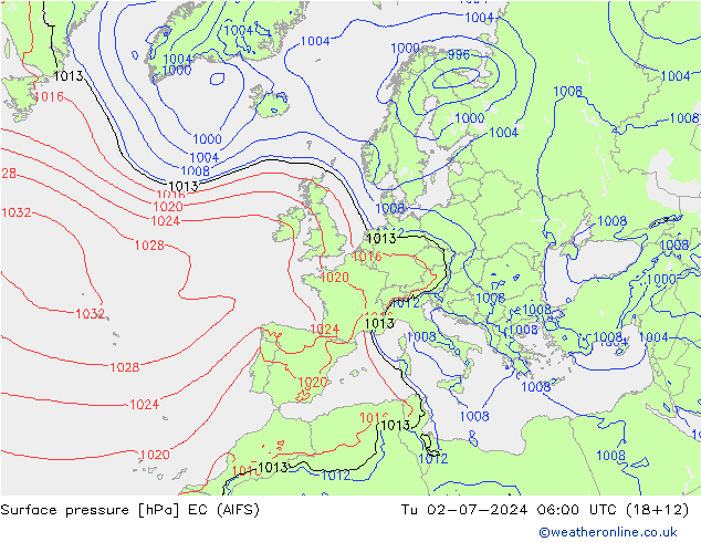Luchtdruk (Grond) EC (AIFS) di 02.07.2024 06 UTC