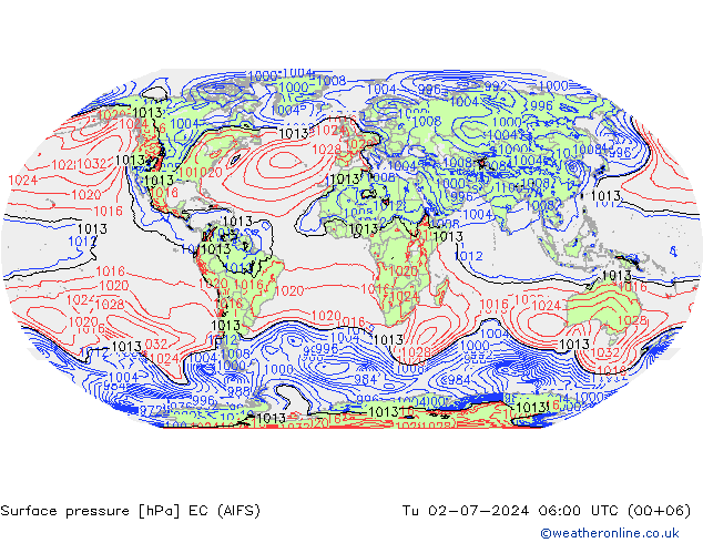 地面气压 EC (AIFS) 星期二 02.07.2024 06 UTC