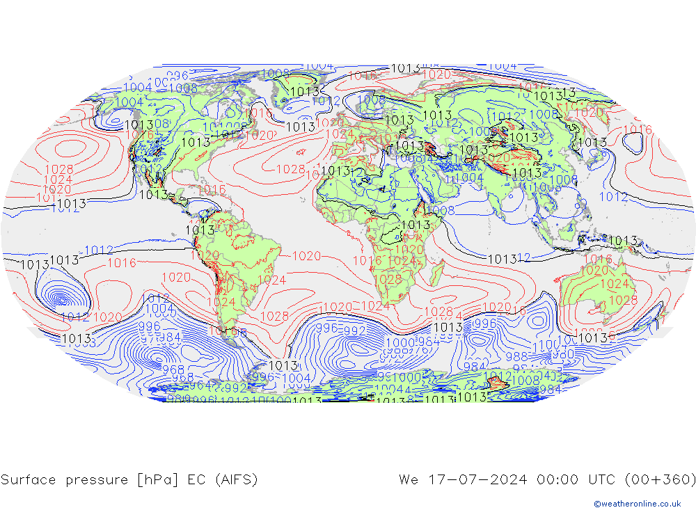 地面气压 EC (AIFS) 星期三 17.07.2024 00 UTC
