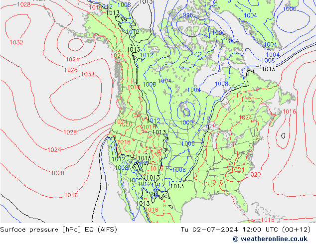 地面气压 EC (AIFS) 星期二 02.07.2024 12 UTC