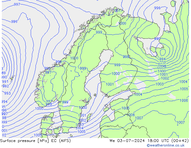 Luchtdruk (Grond) EC (AIFS) wo 03.07.2024 18 UTC