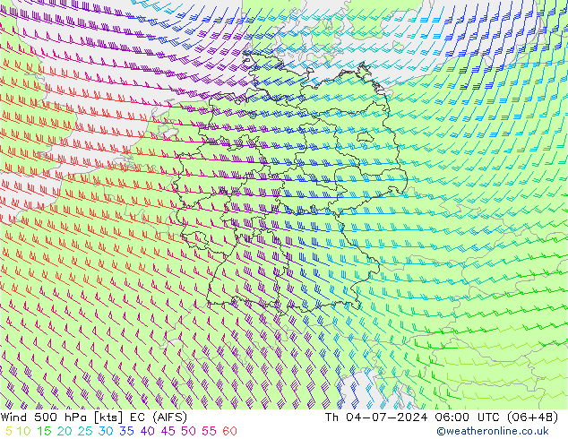Wind 500 hPa EC (AIFS) do 04.07.2024 06 UTC