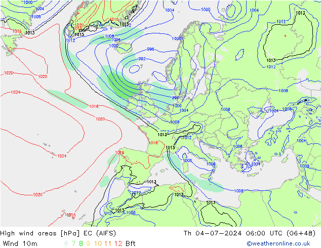 Windvelden EC (AIFS) do 04.07.2024 06 UTC