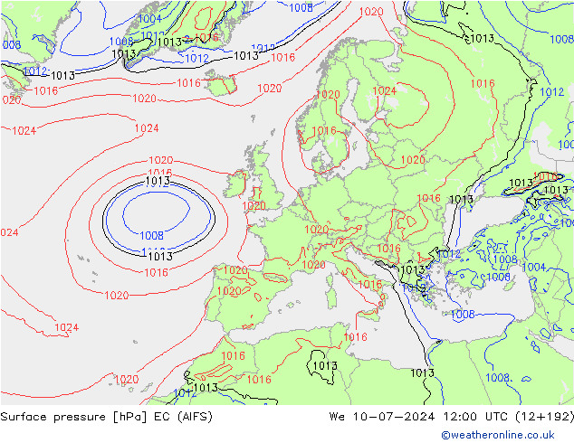 地面气压 EC (AIFS) 星期三 10.07.2024 12 UTC