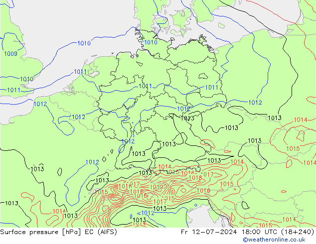 地面气压 EC (AIFS) 星期五 12.07.2024 18 UTC