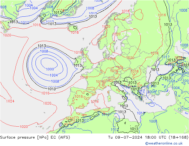 Luchtdruk (Grond) EC (AIFS) di 09.07.2024 18 UTC