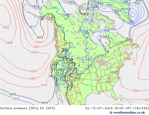 地面气压 EC (AIFS) 星期六 13.07.2024 00 UTC