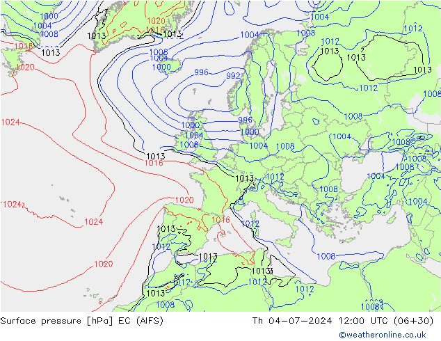 Luchtdruk (Grond) EC (AIFS) do 04.07.2024 12 UTC