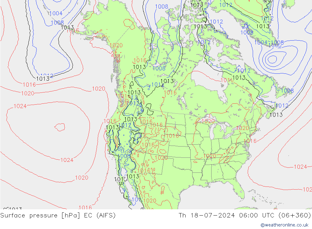 地面气压 EC (AIFS) 星期四 18.07.2024 06 UTC