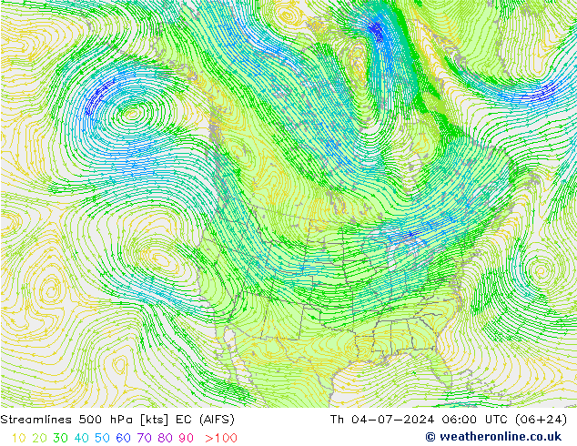 风 500 hPa EC (AIFS) 星期四 04.07.2024 06 UTC