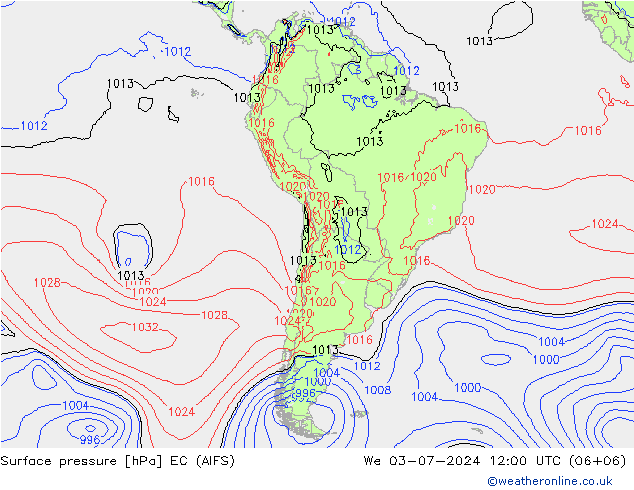 地面气压 EC (AIFS) 星期三 03.07.2024 12 UTC
