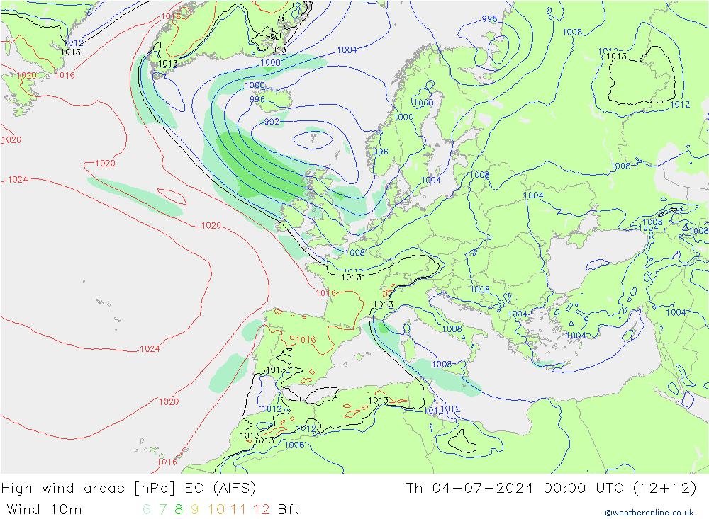 Windvelden EC (AIFS) do 04.07.2024 00 UTC