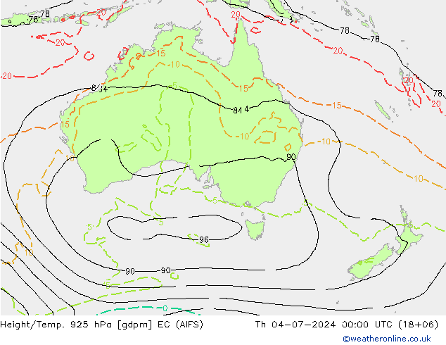 Hoogte/Temp. 925 hPa EC (AIFS) do 04.07.2024 00 UTC