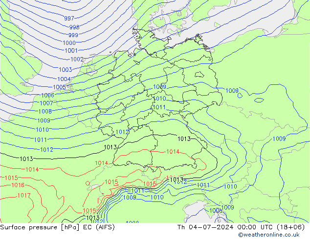 地面气压 EC (AIFS) 星期四 04.07.2024 00 UTC