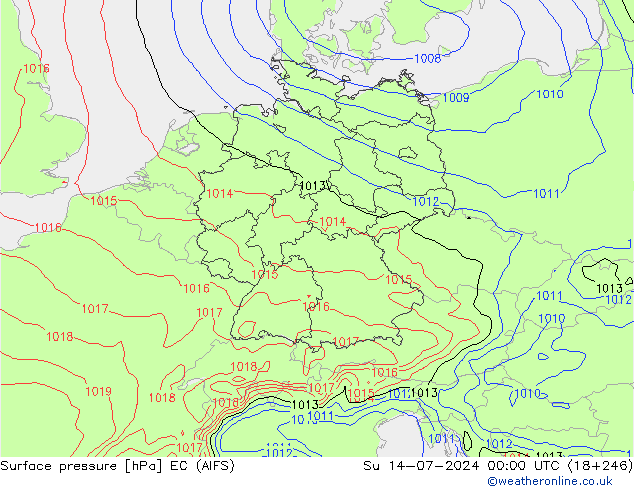地面气压 EC (AIFS) 星期日 14.07.2024 00 UTC