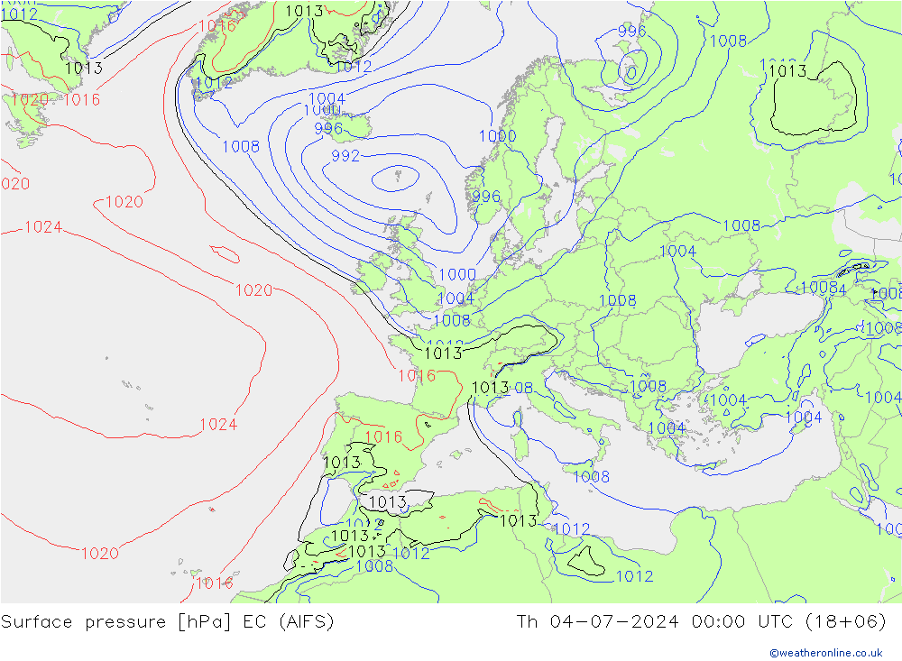 Luchtdruk (Grond) EC (AIFS) do 04.07.2024 00 UTC