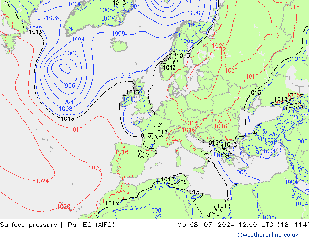 Luchtdruk (Grond) EC (AIFS) ma 08.07.2024 12 UTC
