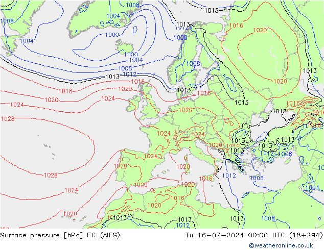 Luchtdruk (Grond) EC (AIFS) di 16.07.2024 00 UTC