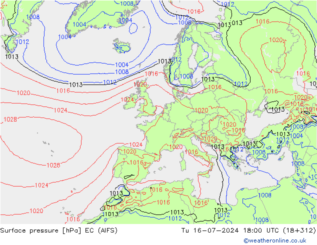 Luchtdruk (Grond) EC (AIFS) di 16.07.2024 18 UTC