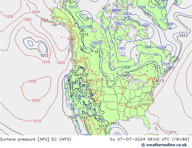 地面气压 EC (AIFS) 星期日 07.07.2024 06 UTC