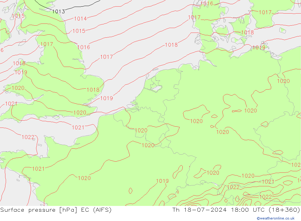 Surface pressure EC (AIFS) Th 18.07.2024 18 UTC