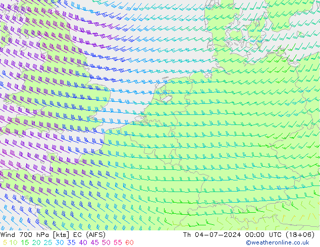 Wind 700 hPa EC (AIFS) do 04.07.2024 00 UTC