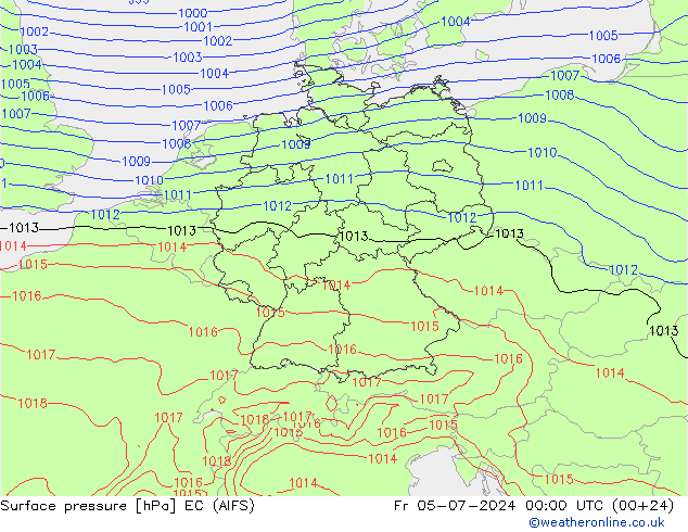 地面气压 EC (AIFS) 星期五 05.07.2024 00 UTC