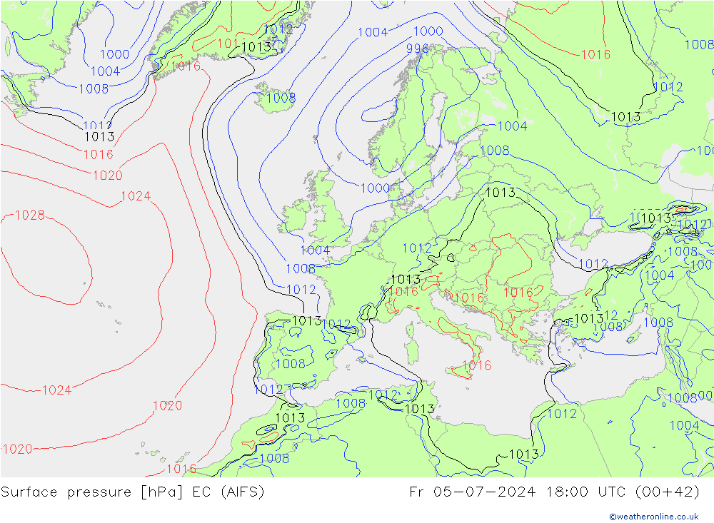 Luchtdruk (Grond) EC (AIFS) vr 05.07.2024 18 UTC