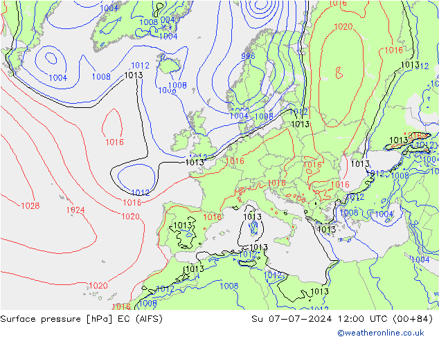 地面气压 EC (AIFS) 星期日 07.07.2024 12 UTC