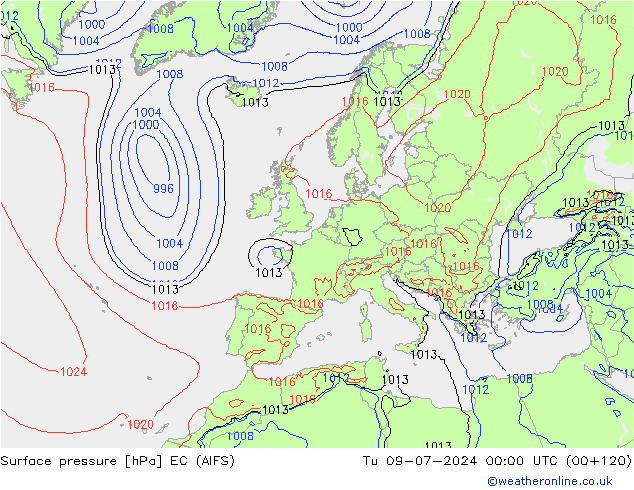 Luchtdruk (Grond) EC (AIFS) di 09.07.2024 00 UTC