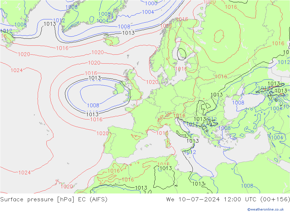 Luchtdruk (Grond) EC (AIFS) wo 10.07.2024 12 UTC
