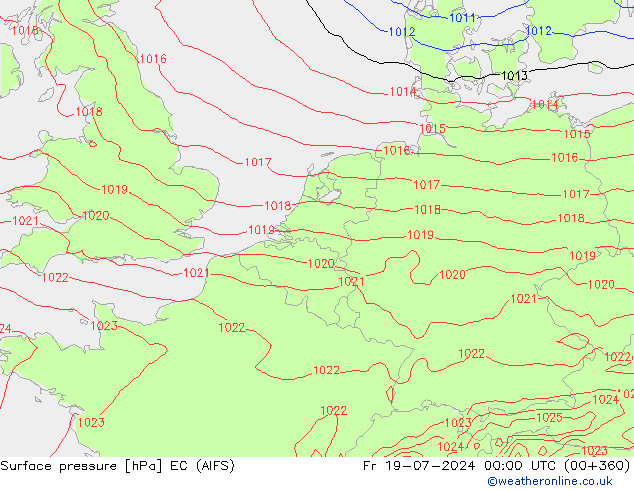 地面气压 EC (AIFS) 星期五 19.07.2024 00 UTC