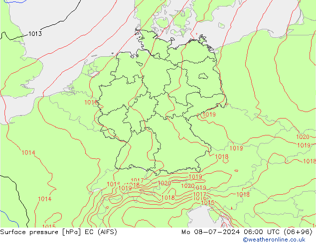地面气压 EC (AIFS) 星期一 08.07.2024 06 UTC
