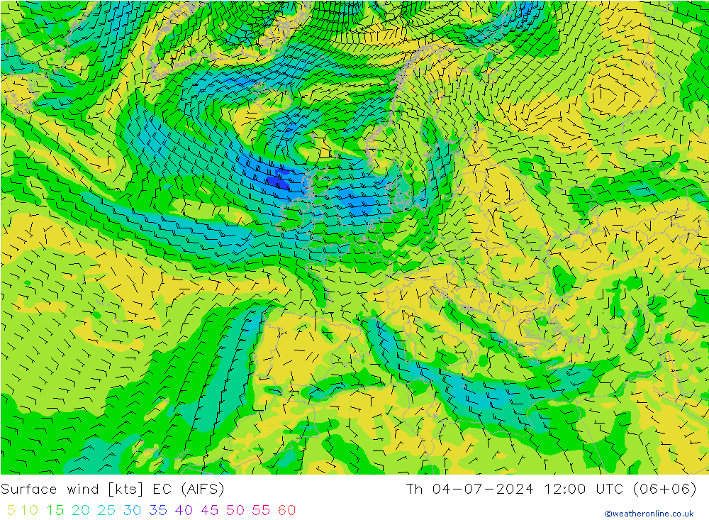 Wind 10 m EC (AIFS) do 04.07.2024 12 UTC