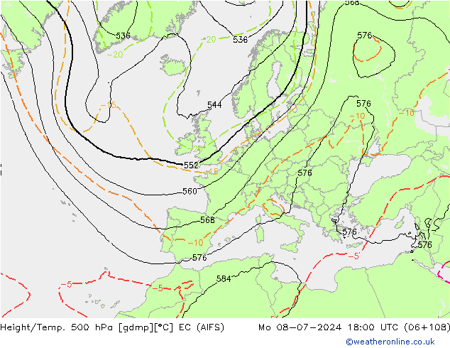 Hoogte/Temp. 500 hPa EC (AIFS) ma 08.07.2024 18 UTC