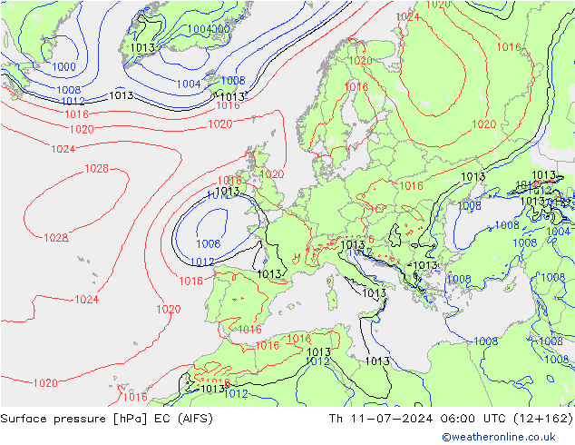 Luchtdruk (Grond) EC (AIFS) do 11.07.2024 06 UTC