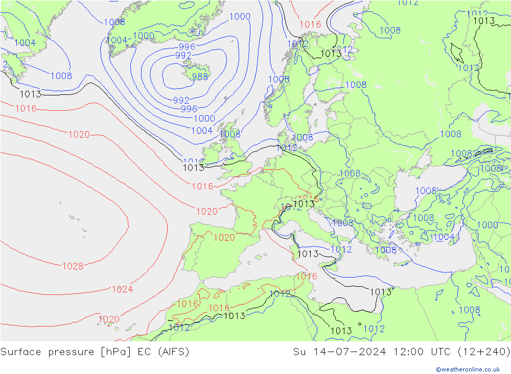 地面气压 EC (AIFS) 星期日 14.07.2024 12 UTC