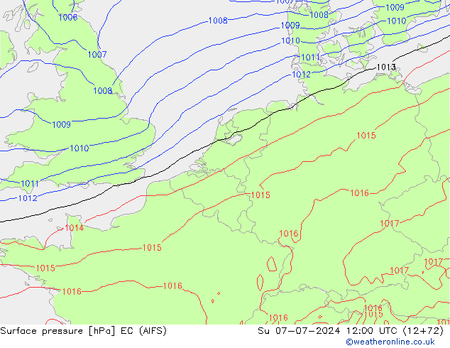 Luchtdruk (Grond) EC (AIFS) zo 07.07.2024 12 UTC